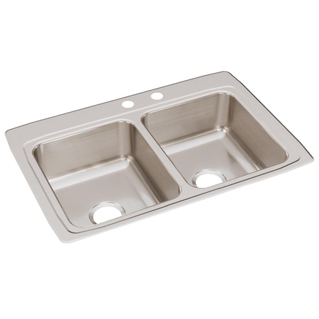 Elkay Lustertone Ss 33 X 22 X 8.1 Equal Double Bowl Drop-In Sink With Quick-Clip LRQ3322MR2